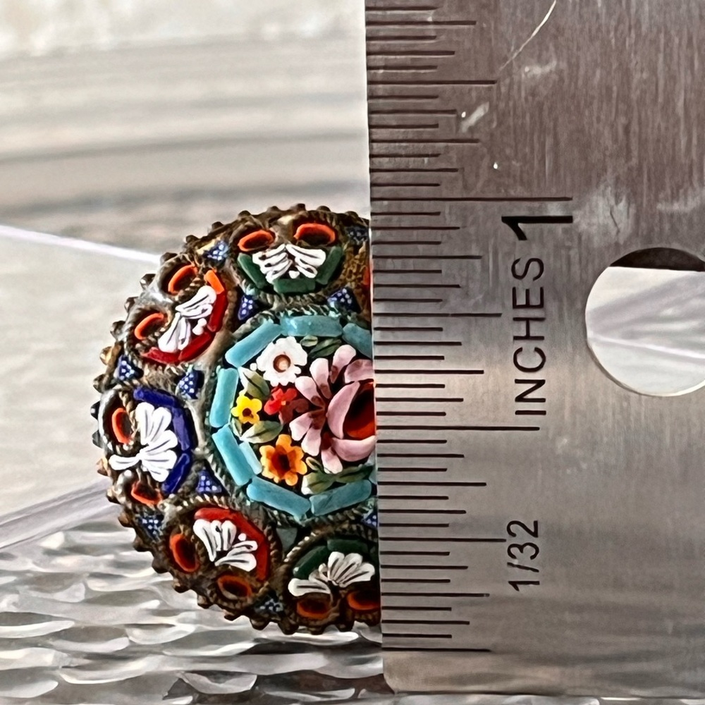 Antique Italian Micro Mosaic Floral Brooch Italy Romantic Victorian Style - Picture 5 of 11